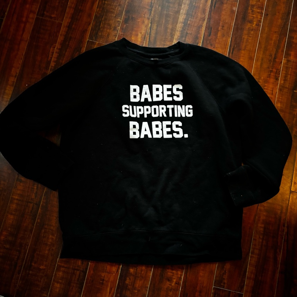 Brunette The Label Black Sweatshirt with White Text